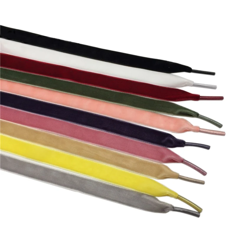 

Coolstring 1.27cm(1/2") Women Flat Velvet Ribbon Shoelaces One Side Hiking Walking Dance Boots Shoes Laces For Kids And Adults