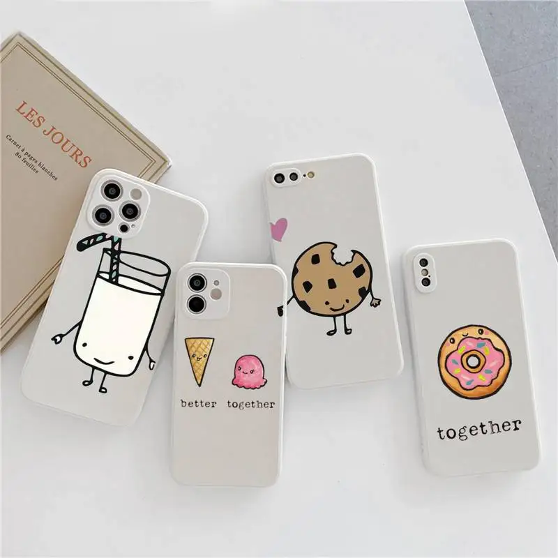 

Milk Biscuits best friend Couple Phone Case Candy Color for iPhone 6 7 8 11 12 s mini pro X XS XR MAX Plus