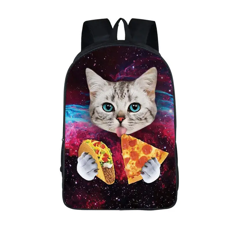 Kawaii 3D рюкзак с котенком милый кот едят тако пиццу Детский Подростковый школьные