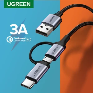 Ugreen usb type c cable for samsung galaxy s10 s9 2 in 1 fast micro usb cable charging data cable moble phone usb charger cord 1 cable Item image
