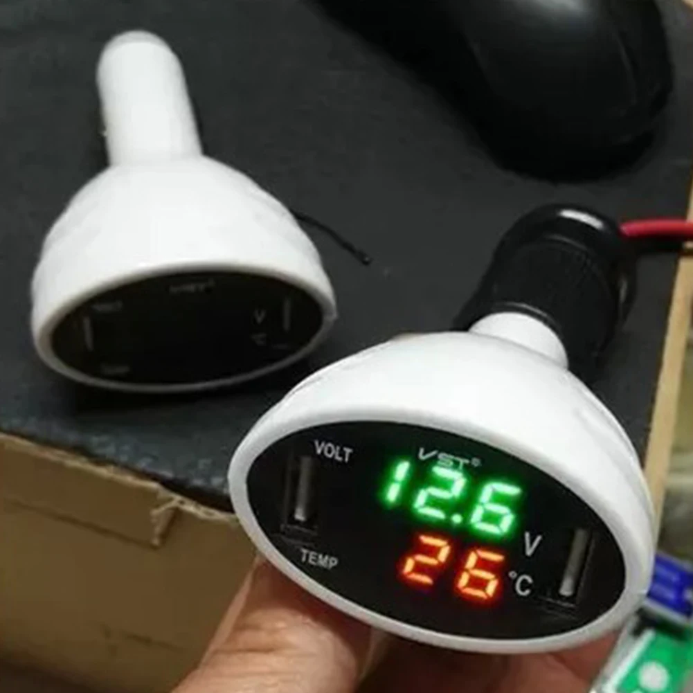 Быстрый авто 3 в 1 светодиодный цифровой дисплей 2.1A вольтметр напряжение монитор