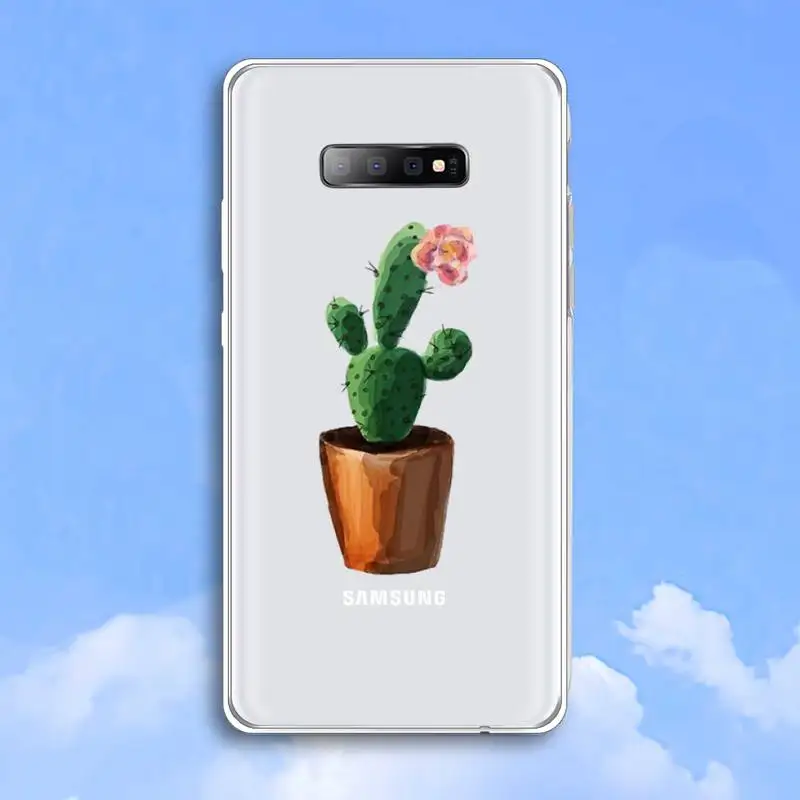 

Green Cactus Plant Phone Case Transparent For Samsung Galaxy A 71 21s S note 8 9 10 plus 20 ultra