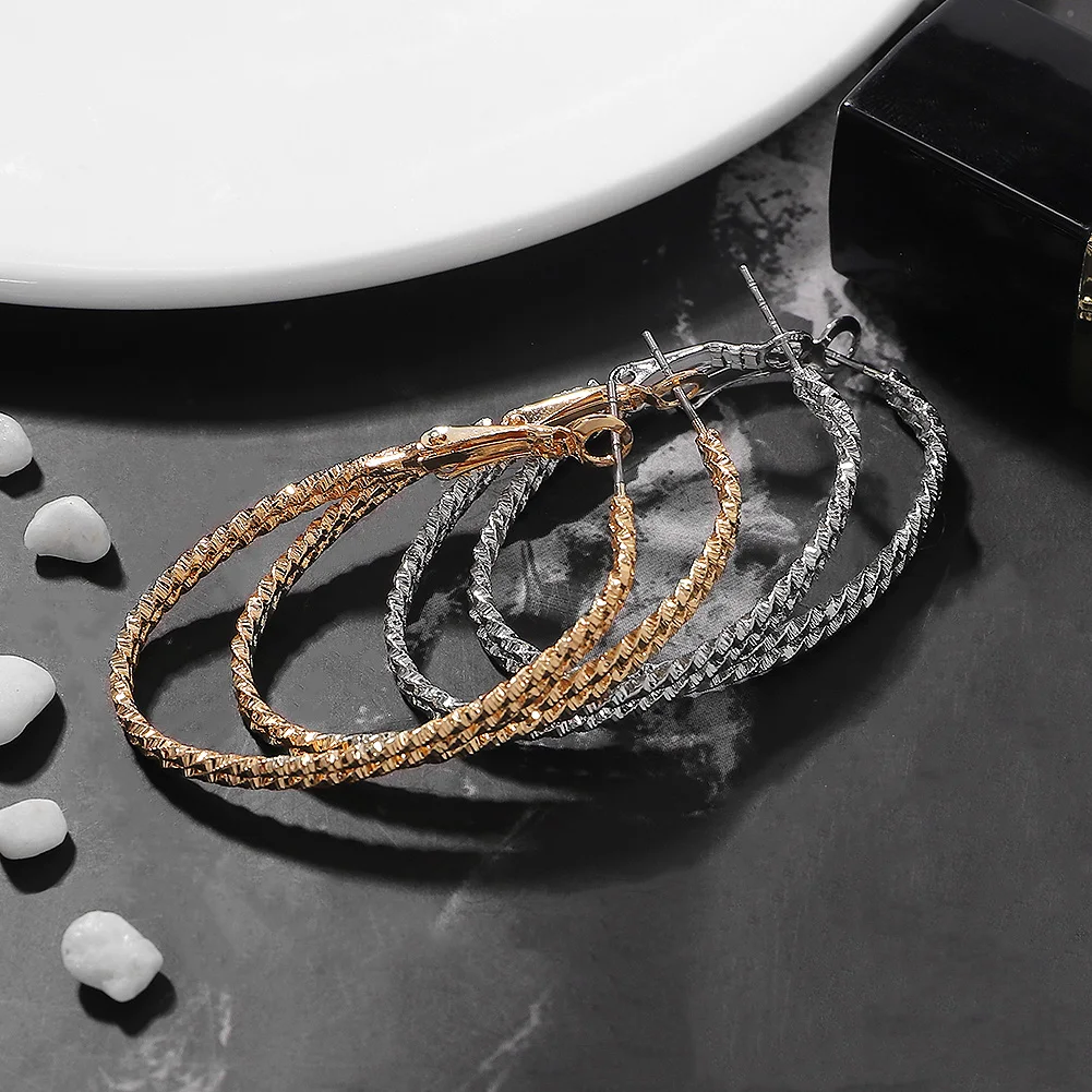 Женские серьги с фианитом BA большие золотистые/Серебристые разных стилей