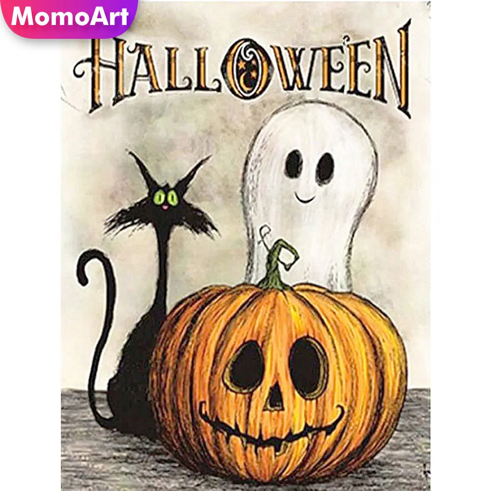 

MomoArt DIY Алмазная мозаика Кот Новое поступление Стразы Алмазная вышивка мультяшная живопись вышивка крестиком Хэллоуин ручная работа подаро...