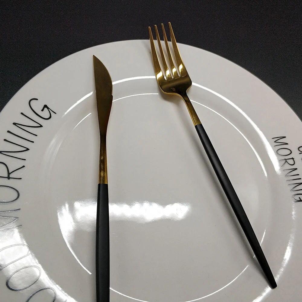 Hot 4pcs stainless steel fork spoon knife cubiertos tofok dorados de acero inoxidable faqueiro dourado tableware silverware set | Дом и сад