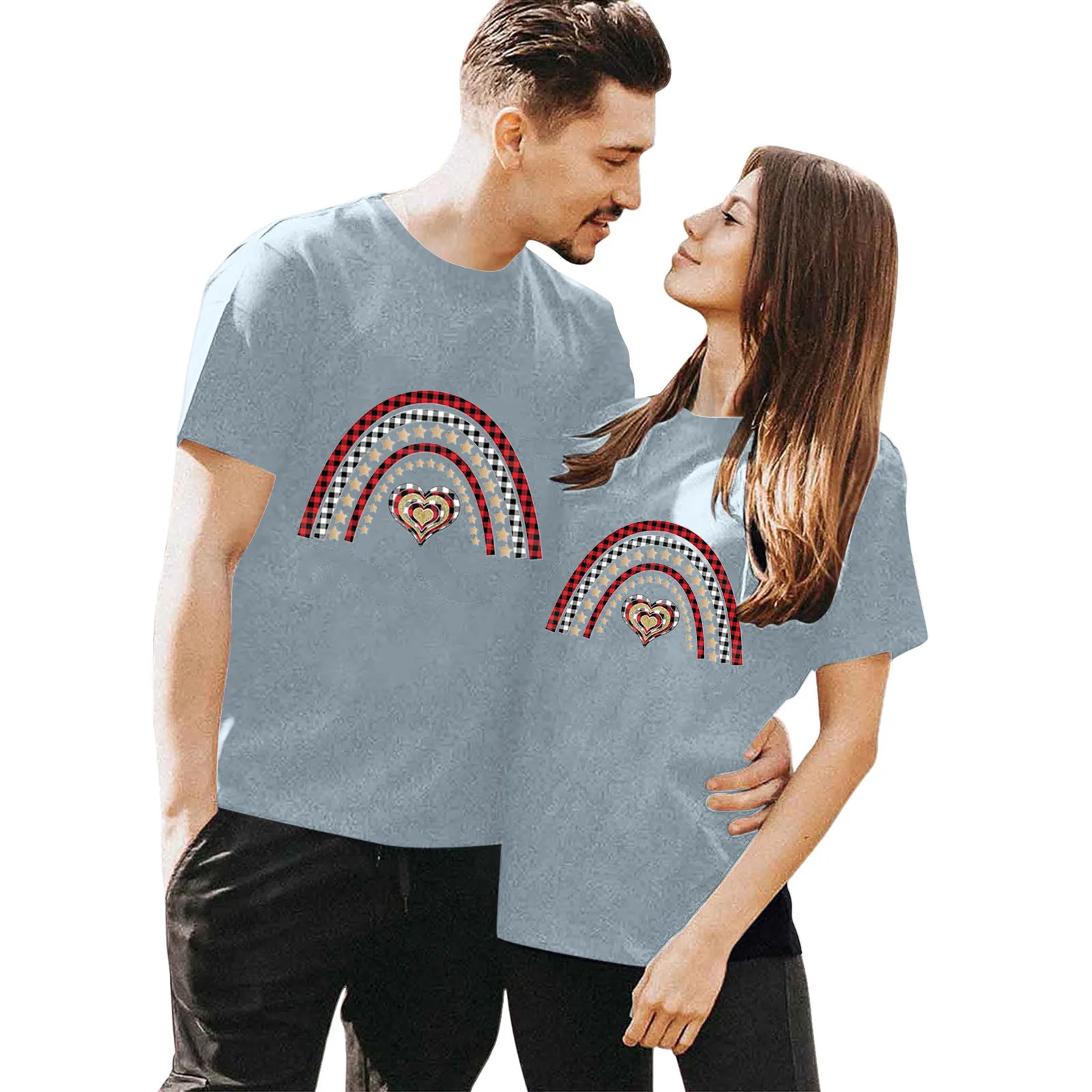 

Sweet Couple T-shirt Summer Love Printed Matching Clothes Short Sleeve Casual Tees Loose Lover Top Boyfriend Girlfriend Gift