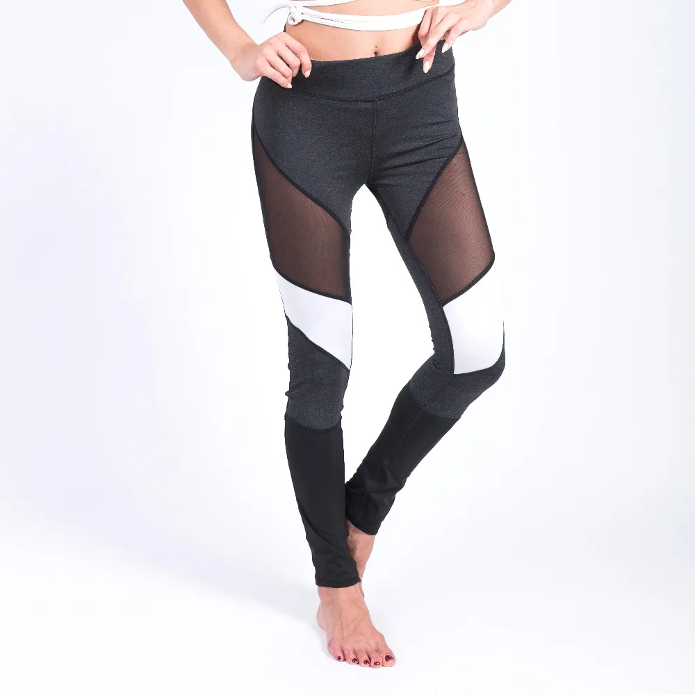 Женские черно белые лоскутные джеггинсы для тренировок обтягивающие брюки