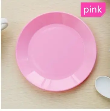F511 Pink FEIGO, 1 шт., обеденные тарелки, красочная посуда, фруктовое блюдце, пищевые пластиковые тарелки для закусок, кухонные принадлежности, тарелки F511 - Цвет: F511 Pink