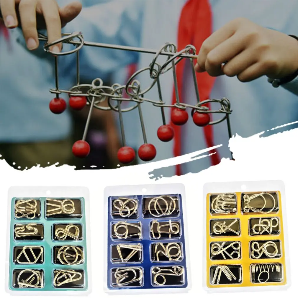 8 шт./компл. металлическая проволока головоломка IQ Mind игра для взрослых детей