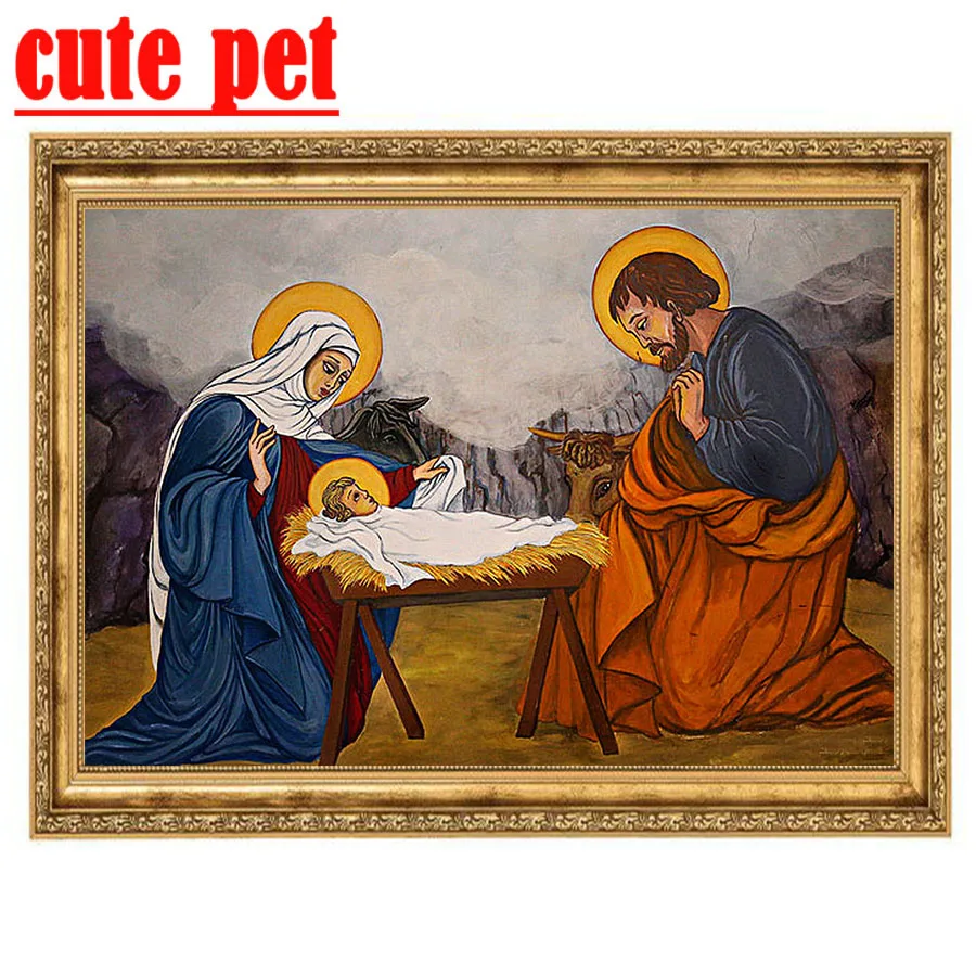 

Jesus Cross StitchDiamond Embroidery Rhinestones Decoration artwork Diamond Painting Religion Mosaic DIY wallpaper Diamond Round