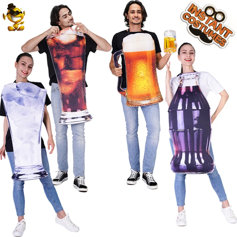 Парные костюмы унисекс для взрослых косплей забавная туника с пивной бутылкой на