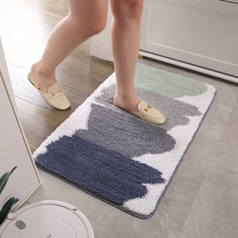 

Nordic Bathroom Rugs Soft Cute Non-Slip Toilet Shower Room Absorbent Floor Mat Home Kitchen Flocking Door Carpets 4 Sizes