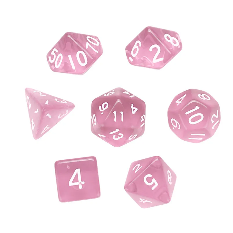 pink dice set 7 шт. игровой dnd Набор Игральных кубиков polyhedron D20 акриловая игра в кости happy freaky dice dados poliedricos dados de rpg 30A20 - Цвет: pink dice set