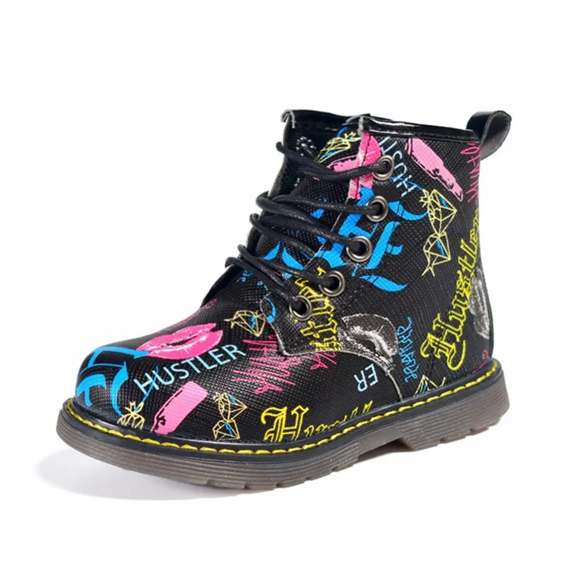 001Black yellow AOGT/детские ботинки из искусственной кожи; водонепроницаемые ботинки martin; сезон осень-зима; модные детские ботинки; Брендовая обувь для мальчиков и девочек; резиновые сапоги - Цвет: 001Black yellow