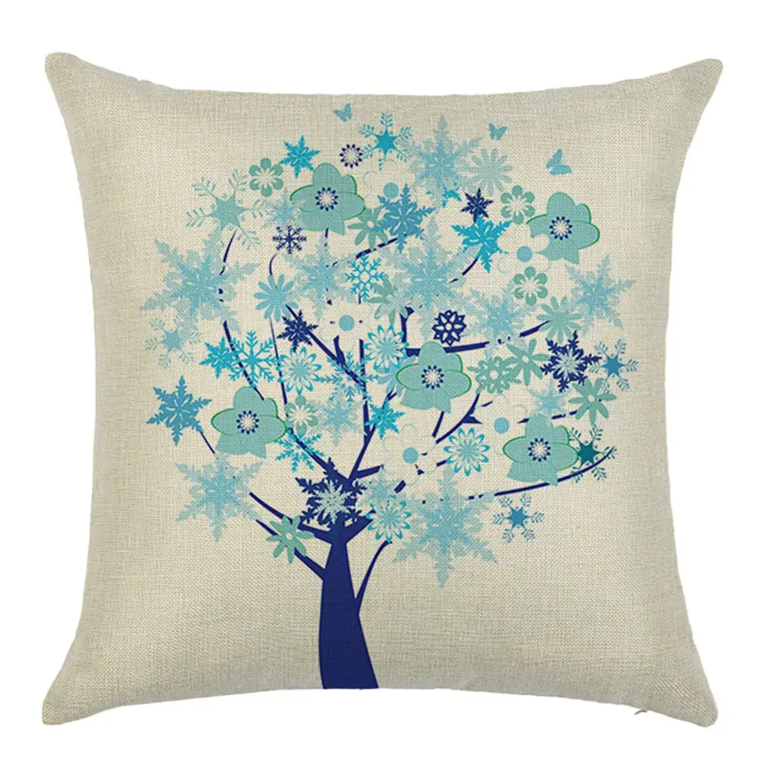 

Seasons Tree Decorative Throw Pillow Covers 18"X 18" 45 X 45 cm, Faux Linen Spring/Summer/Autumn/Winter Pillow Case Cushion