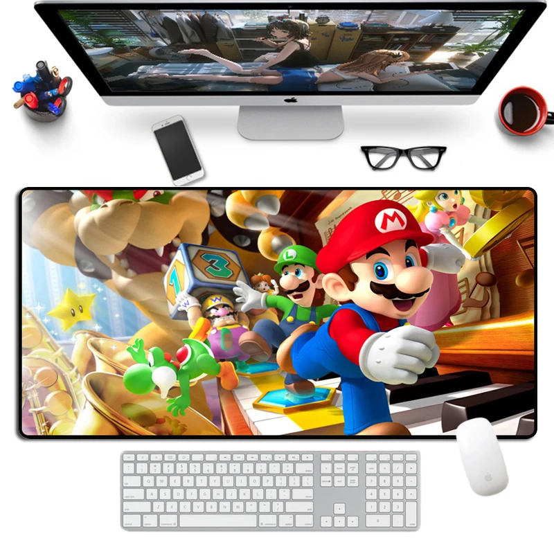 Игровой коврик для мыши в стиле Марио мультяшный смешной размер 60x30 см большой XL