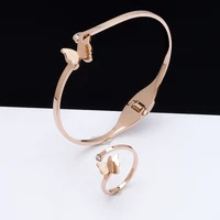 2020 new frosted butterfly ring bracelet simple fashion temperament titanium steel rose gold stainless steel ring