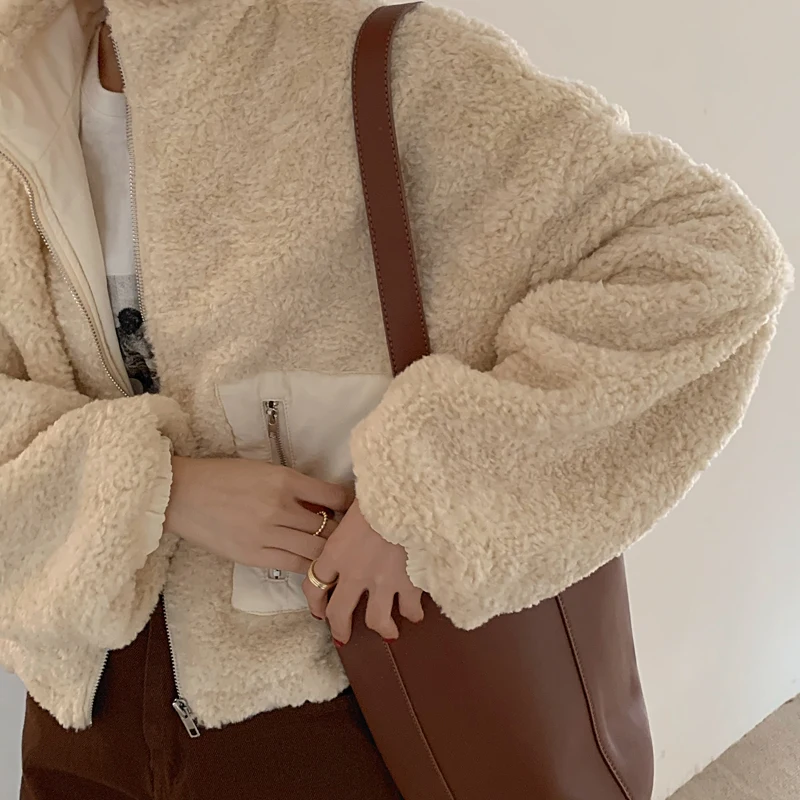 

Winter Teddy Bear Coat Women Wool Jacket Cute Casual Coats and Jackets Fashion Fleece Lamb Outerwear Simplicity 2020