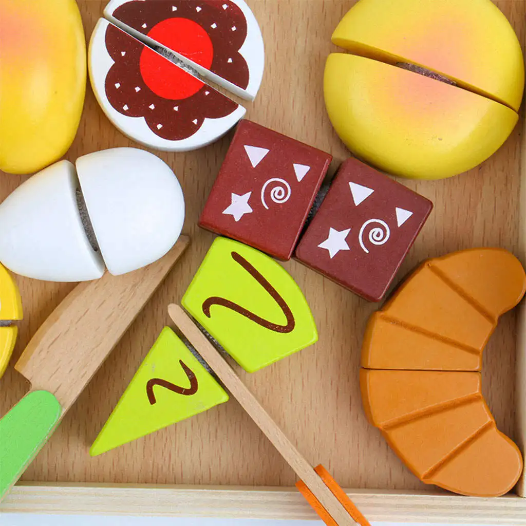 

11x Kitchen Cutting Food Toys Kids Play Food with Wood Knife Cutting Food for Preschool Baby Educational Playset Montessori Toy