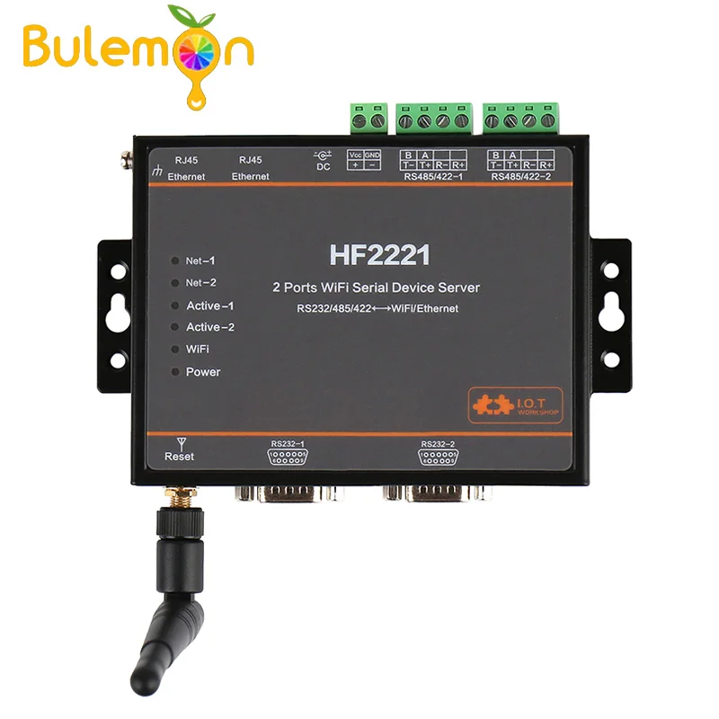 Сервер последовательного устройства с 2 портами HF2221 Wifi RS232/RS422/RS485 для сервера Ethernet