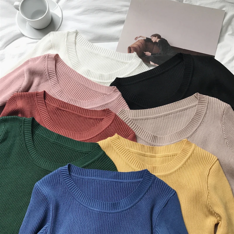 

sweater women pullover slim o-neck warm sweaters knitted korean jumper fashion women clothes pull femme poleras sueter 2020