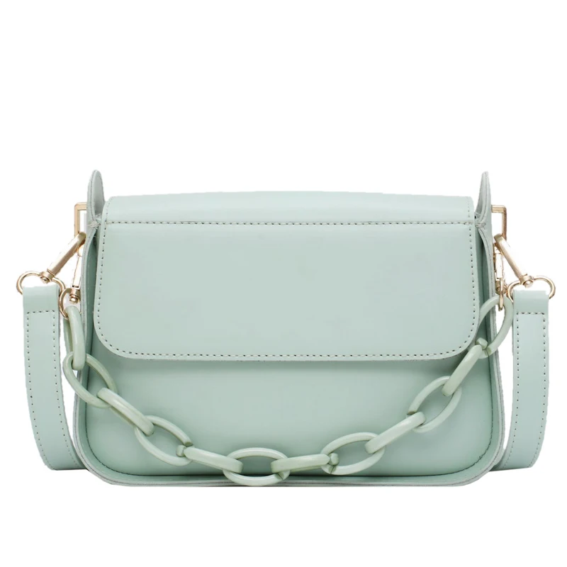 

Color Small Solid PU Leather Crossbody Bags For Women 2021 Summer Chain Designer Lady Travel Shoulder Simple Handbags
