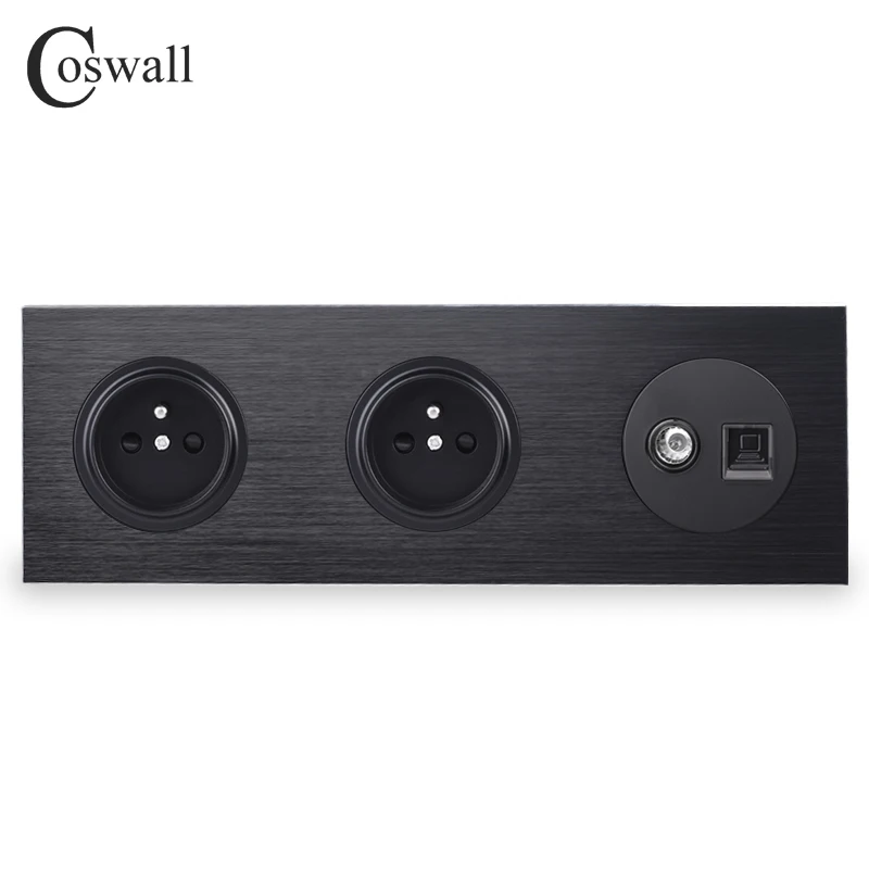 Алюминиевая металлическая панель Coswall розетка с двойным французским стандартом +