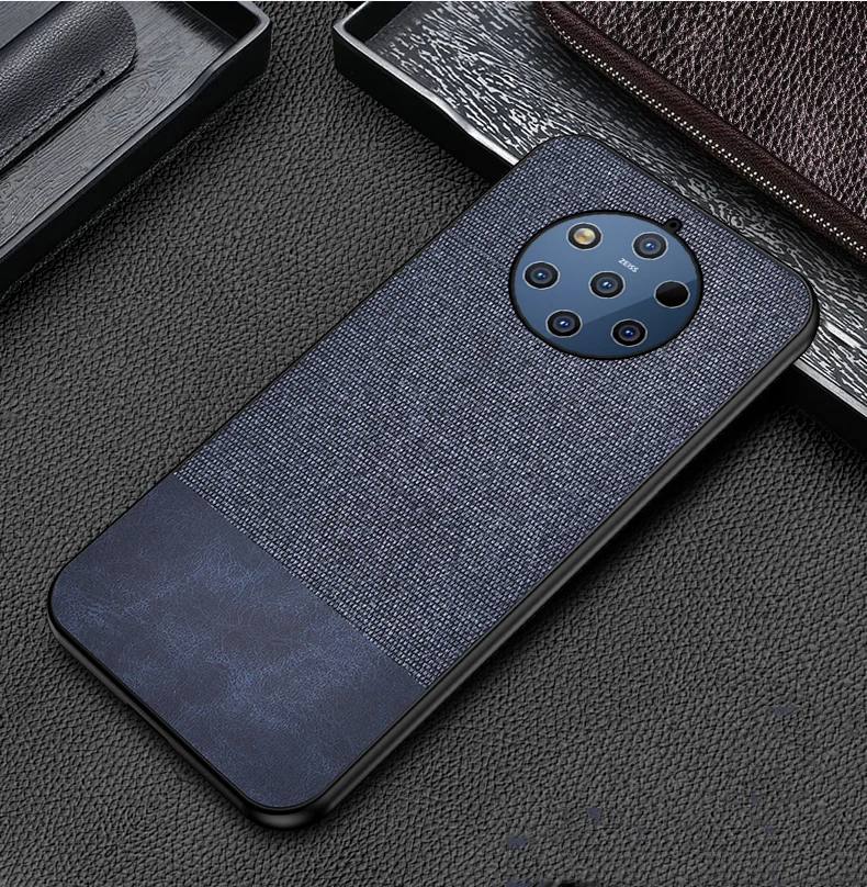 Синий Чехол для Nokia 9 PureView Роскошная ткань из искусственной кожи жесткая задняя крышка для Nokia9 PureView для Nokia 9 комбинированный тканевый чехол для телефона(N329 - Цвет: Синий