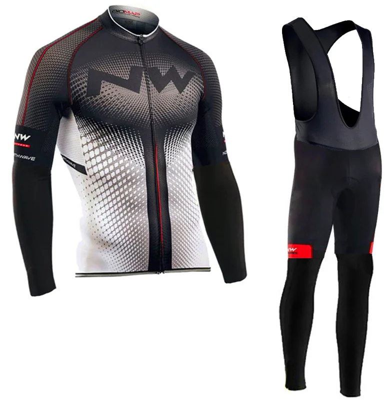 Long sleeve suit Northwave мужские велосипедные Джерси с длинными рукавами костюм велосипедиста MTB Одежда Maillot Ropa Ciclismo Hombre велосипедная одежда 9D силиконовый слюнявчик брюки - Цвет: Long sleeve suit