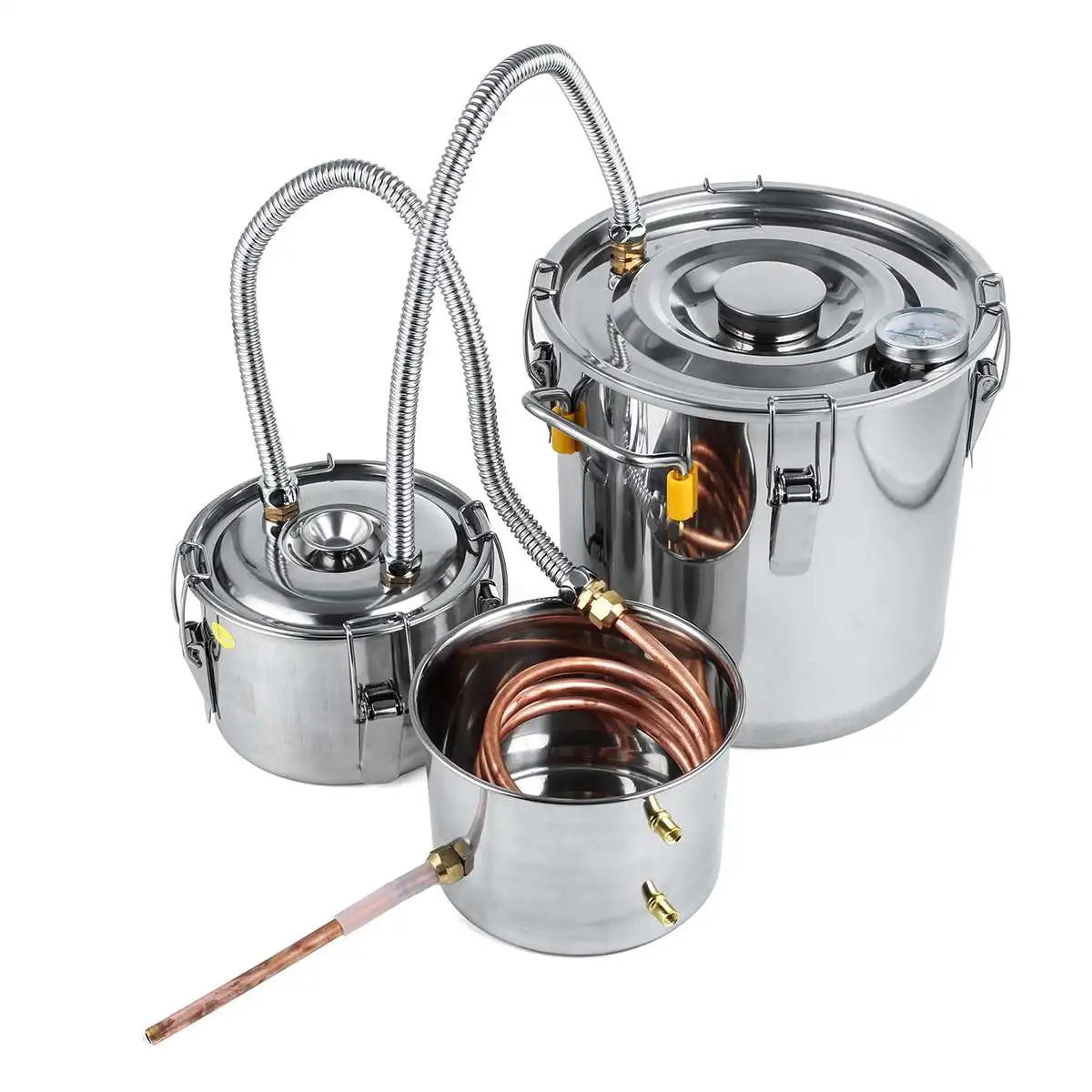 Эффективный 3Gal/8Gal 10L/30L дистиллятор Moonshine спирт дистиллятор из нержавеющей меди DIY домашняя вода важное Вино Масло пивоварения комплект