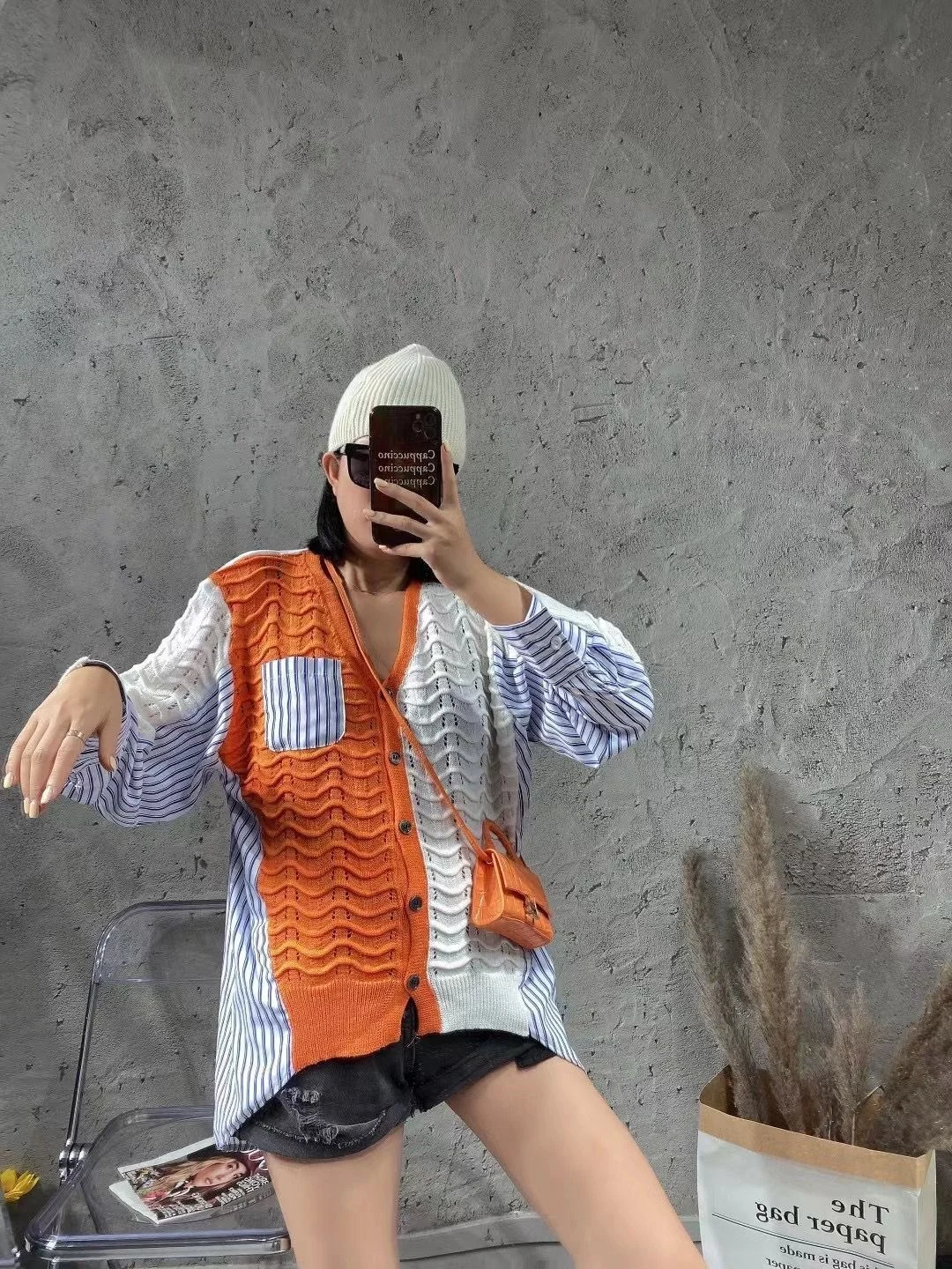 

Vefadisa Autumn Fashion Knitted Patchwork Women Blouse 2021 Stitching Color Female Shirts Patchwork Long Sleeve Shirts QYF6188