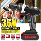 Drillpro 36VF электрическая ударная Аккумуляторная дрель, отвертка 18 + 3 крючка, беспроводная дрель, набор электрической дрели с литиевым аккумулятором 12