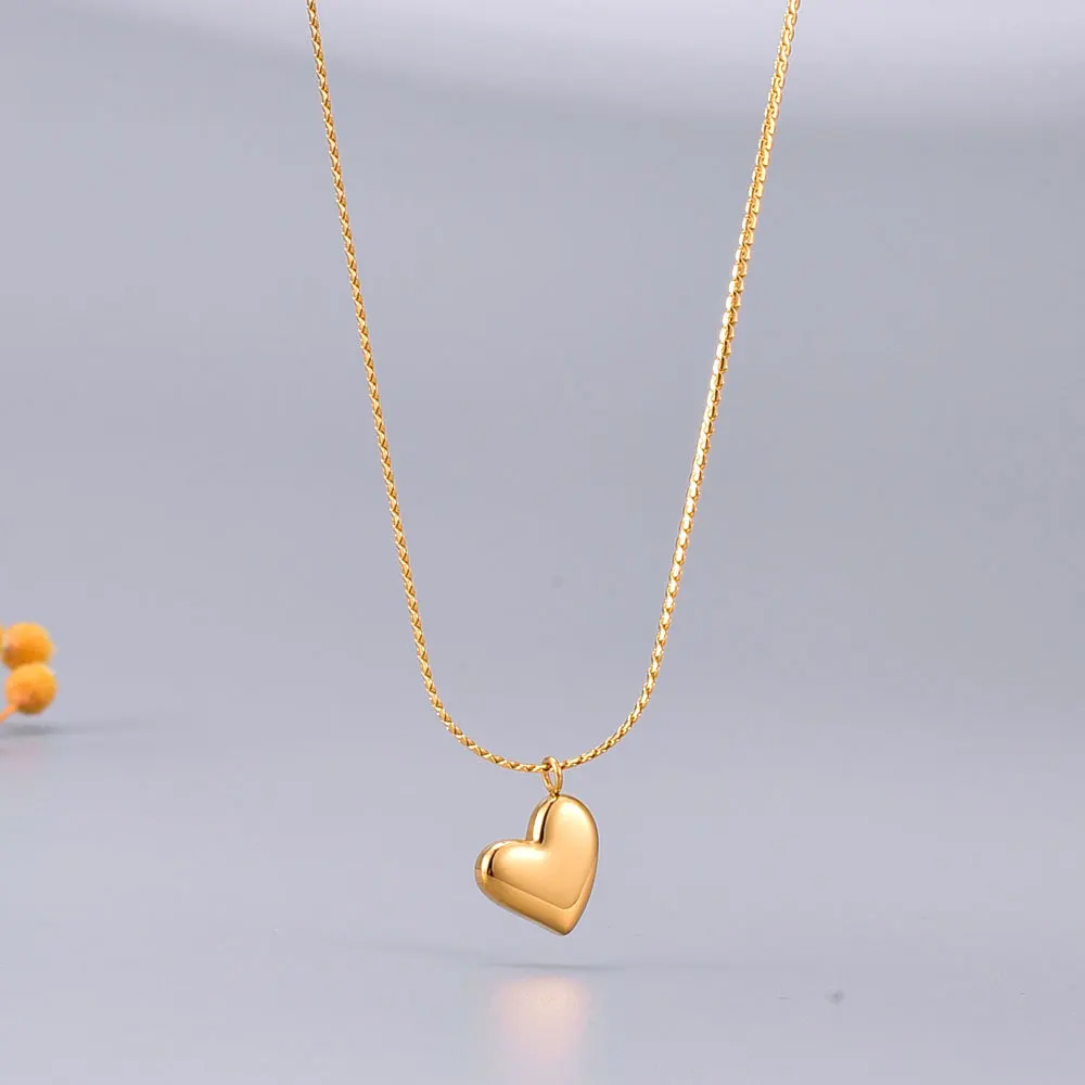 Ожерелье женское из желтого золота, Классическая цепочка с кулоном в форме сердца 14 к, хороший подарок на свадьбу вечерние вечеринку, день р...