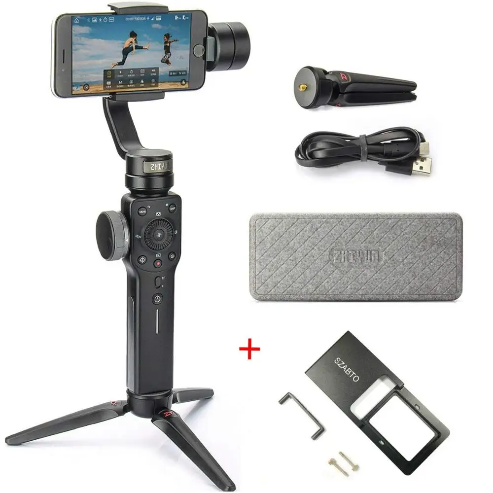 SM4 with adaptor Zhiyun Smooth 4 3-осевой ручной шарнирный стабилизатор для камеры GoPro w/фокус Pull& Zoom для iPhone Xs Max Xr X 8 плюс 7 6 Plus SE Android смартфон - Цвет: SM4 with adaptor