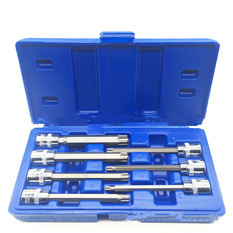 Набор удлиненных торцевых головок torx star bit 7 шт. 3/8 дюйма + чехол T25 T30 T40 T45 T50 T55 T60| |