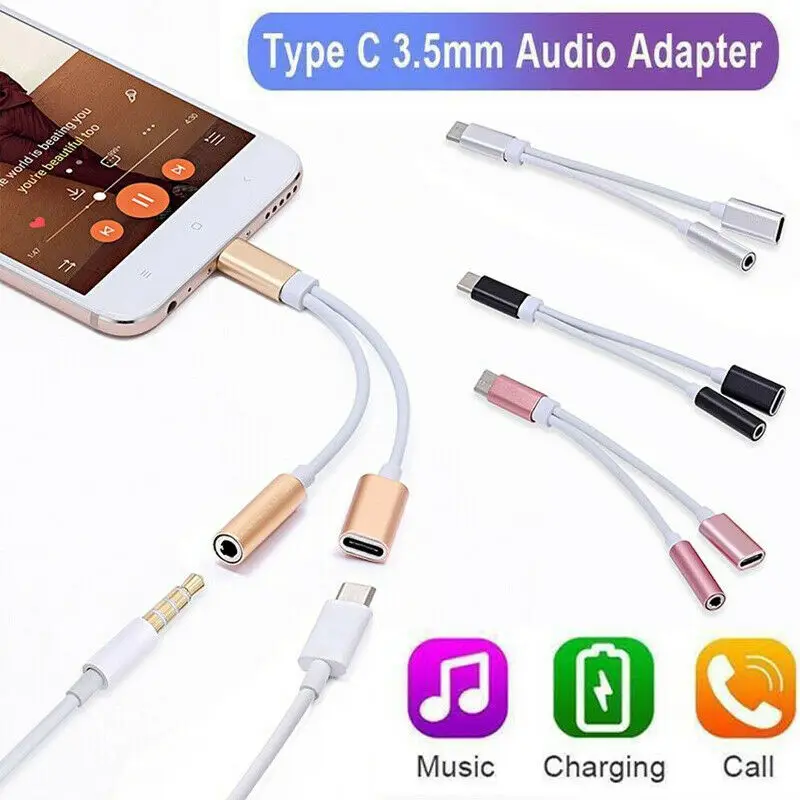 Новое поступление 2 in1 Тип USB с разъемами типа C и 3 5 мм Зарядное устройство Разъем