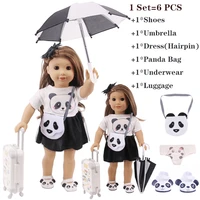 doll clothes 1set6pcs panda fox rabbit series doll clothes shoes accessories fit 18 inch american43cm reborn baby new born toy