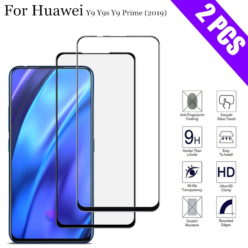 2 шт полное покрытие закаленное стекло для huawe Y9 Y9s Защита экрана huawei Prime 2019 9D