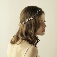 o817 fairy wedding rhinestone bride headband girls floral party diamond pearl headband wedding hair accessories for women