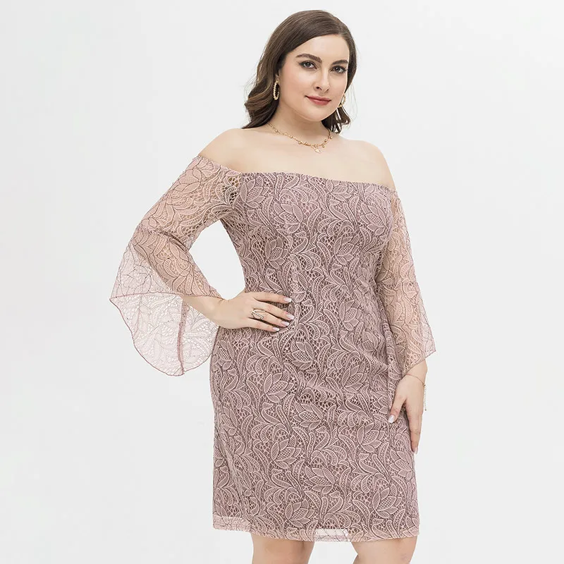 

2021 Summer womens Plus Size Sexy slim-fit hip-length mesh lace dress fashion Ladies vintage elegant dresses 4XL 5XL 6XL