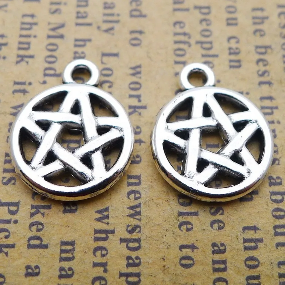 

200pcs Star Charms 12mm x 15mm DIY Jewelry Making Pendant antique silver color