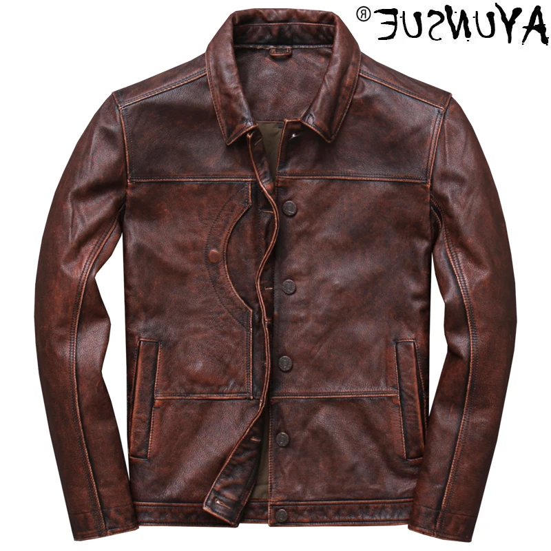 

Leather fasting - men's authentic leather jacket, 100% vintage leather jacket, spring and autumn season