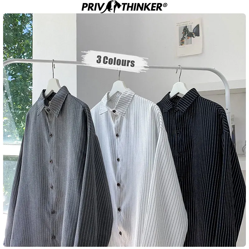 Privathinker, женские Полосатые блузки с коллажем, рубашка с длинным рукавом,, Корейская уличная одежда, офисные парные рубашки, осенняя женская верхняя одежда