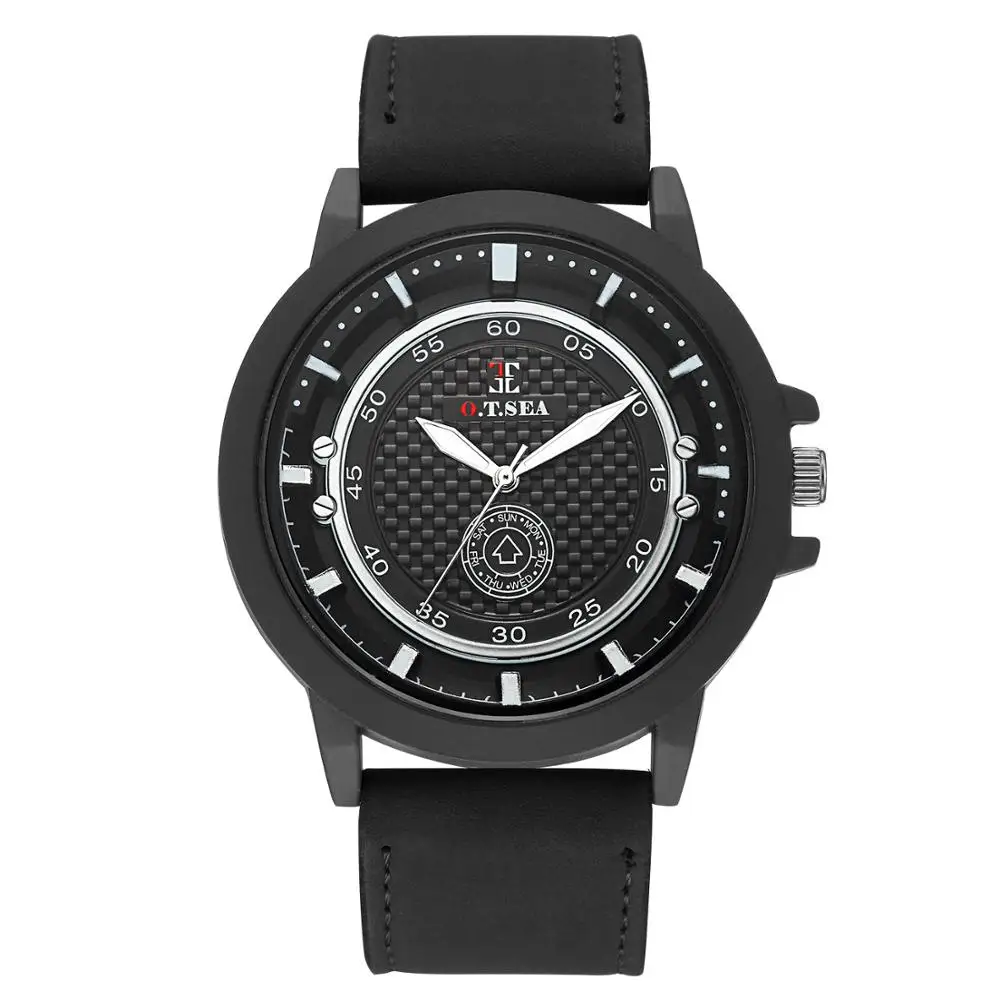 2018 New Luxury O.T.SEA Brand Leather Men Watch Men's Military Sports Quartz Wristwatch With Date Relogio Masculino | Наручные часы