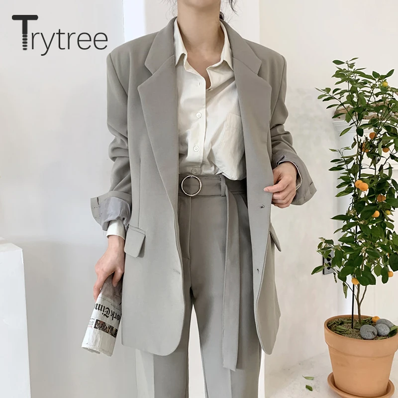 Женский комплект из двух предметов Trytree повседневный однобортный Топ с отложным