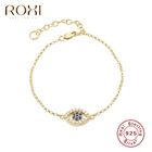 ROXI роскошный синий камень циркон браслеты глаз для женщин ювелирные изделия из золотасеребряная цепочка браслеты 925 стерлингового серебра браслет Femme