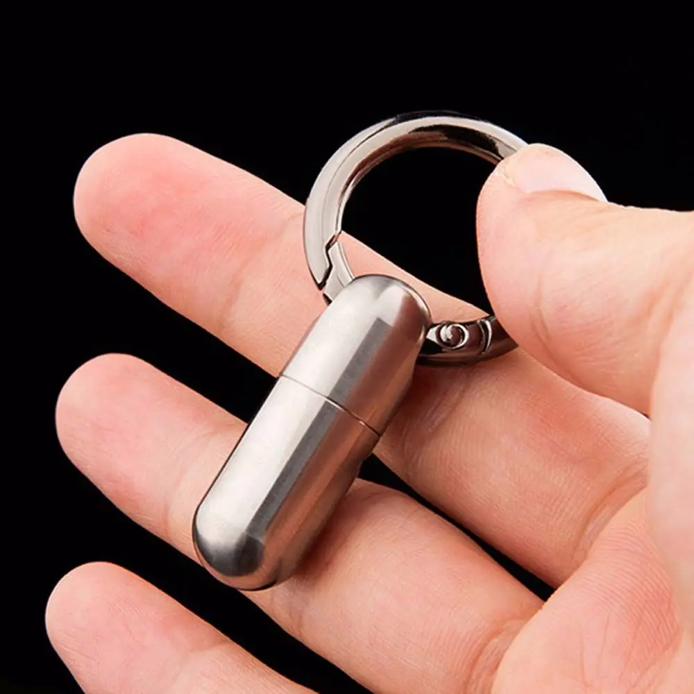 

Portable Mini Seals Bottle Waterproof Canister Medicine Bottles Titanium Alloy First Aid Pill Case EDC Supplies Keychain