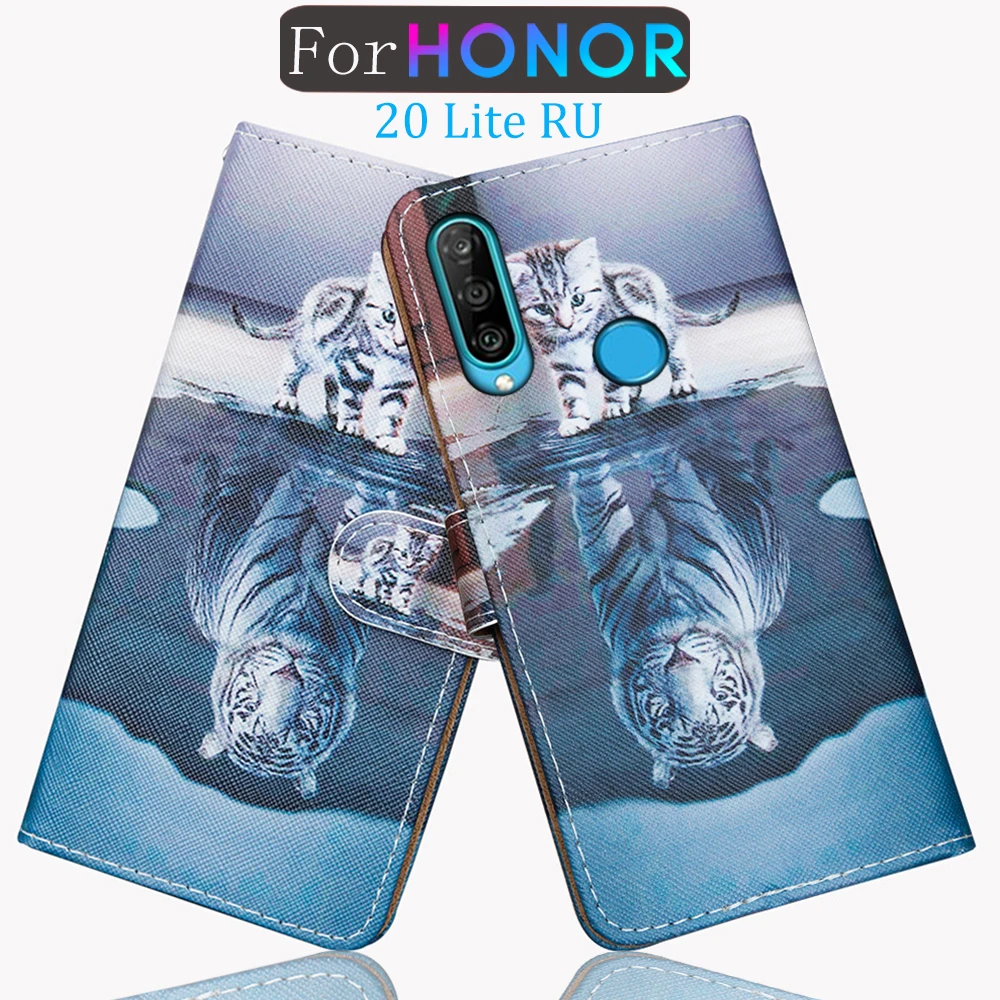 Чехол-книжка для Honor 20 Lite RU кожаный 3D чехол-бумажник с кошкой 6 15 дюйма Huawei LITE чехол