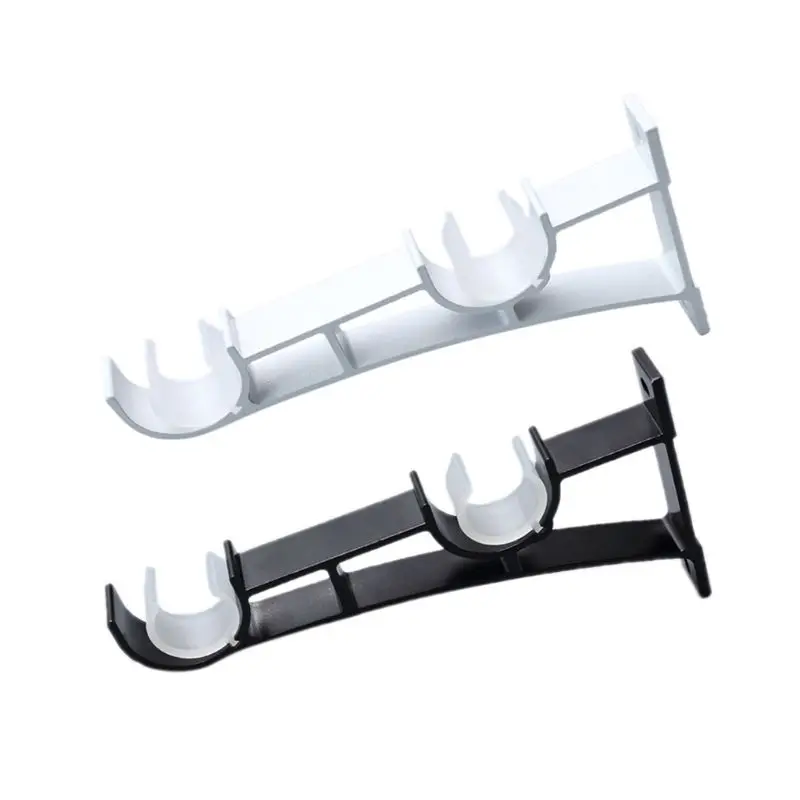 

2pcs/set Double Curtain Rod Brackets Hook Hanger Ceiling Mounted Window Hardware Holders Home Decor Accessories