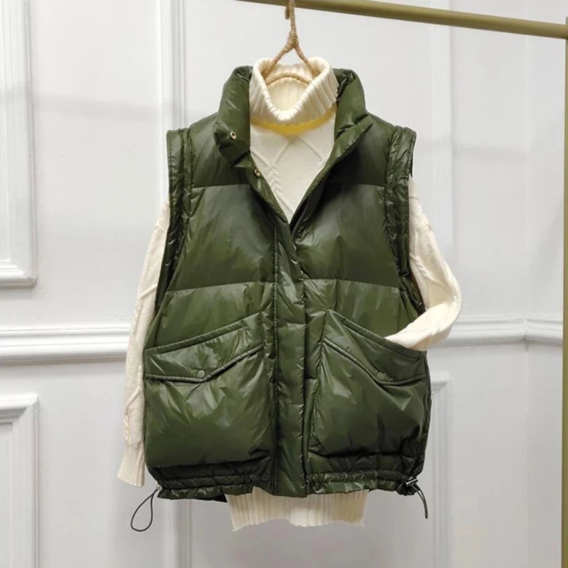 2023 Winter Duck Down Vest Women Ultra Light Oversize Waistcoat Autumn Casual Short Women's Sleeveless Jacket Female Parkas New
